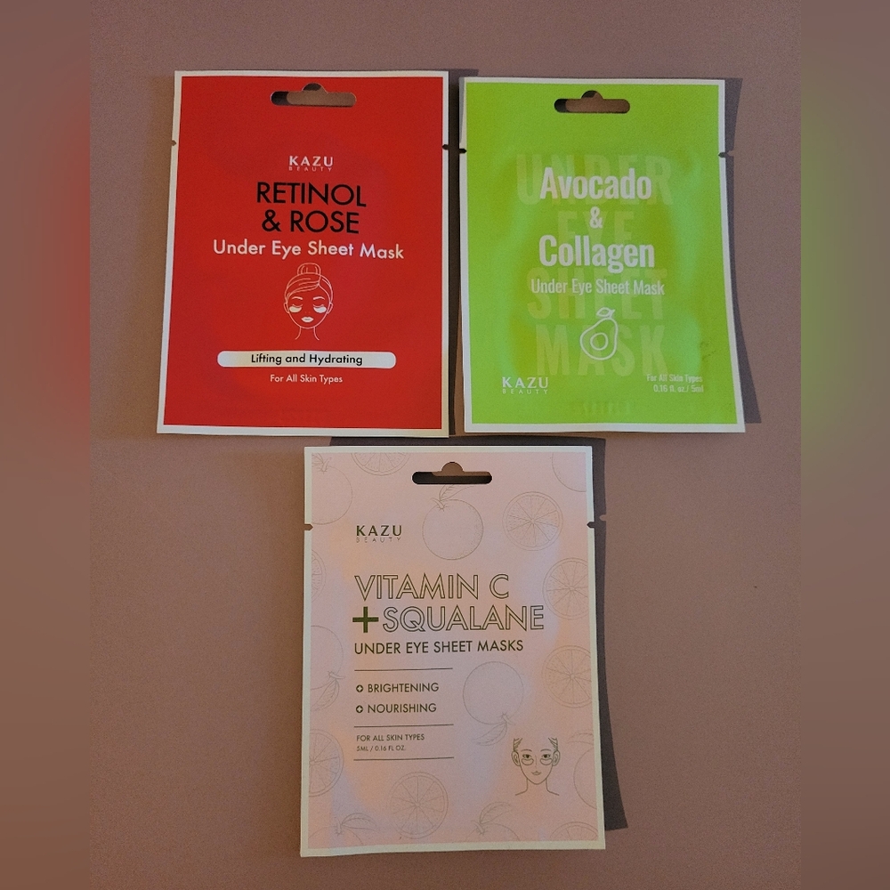 KAZU Under Eye Sheet Mask Set - Green, Red, White